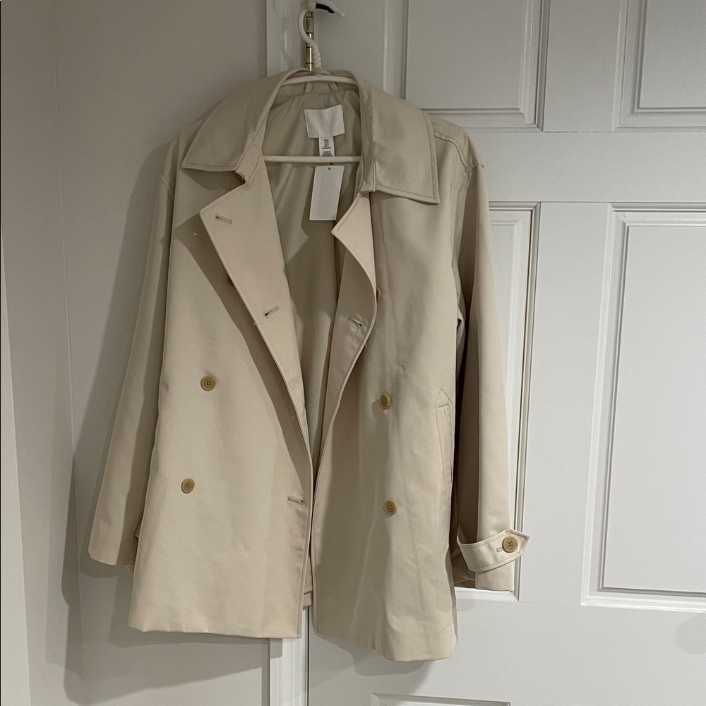 H&M Cream Trench Coat with Gold Buttons